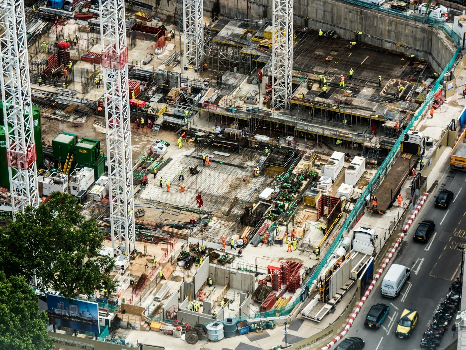 Aerial view of a commercial construction site